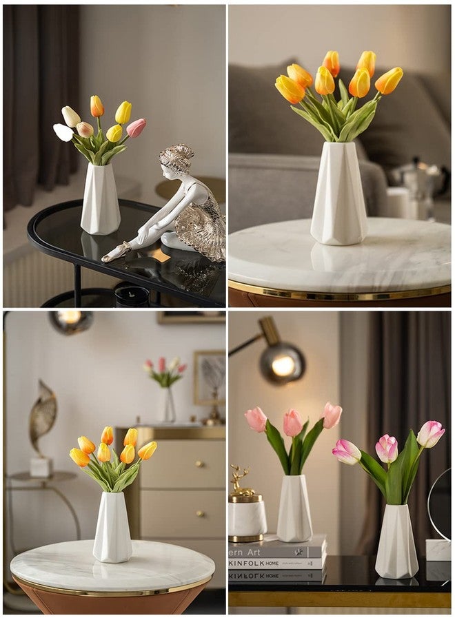 Valemoon White Ceramic Vase, 6.1" H, Mini Artistic Flower Vase Contemporary Style, Fit for Fireplace Bedroom Kitchen Living Room Centerpieces Office Desk - Image 2